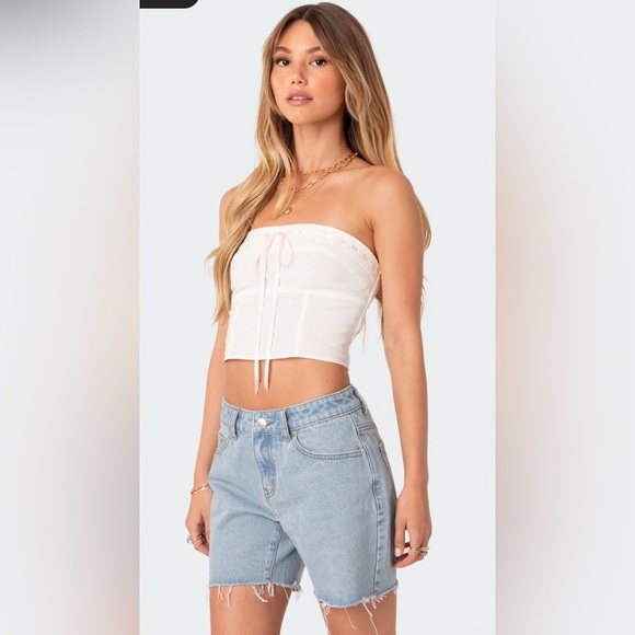 Edikted White Poplin Bustier Top with Bow Detail - Picture 9 of 10